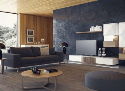 Gray living room sofa luxury three-seater upholstered couch modern furniture style